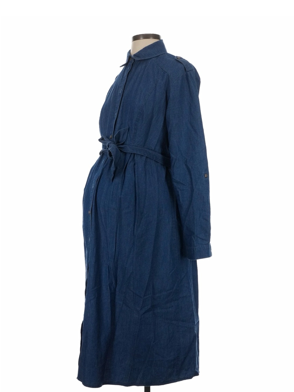Seraphine Blue Denim Maternity Trench Dress